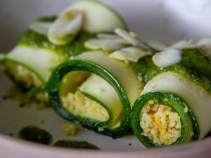 rollitos de zucchini producto vegano. sin gluten. sin lactosa.